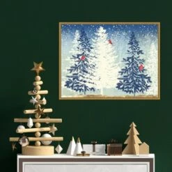24" X 18" Snow Christmas Trees By PI Studio Framed Canvas Wall Art - Amanti Art -Home Decoration Store GUEST 40184955 06f7 4b83 ac06 bbbab01c0259