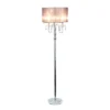 Romantic Cascading Crystal And Floor Lamp With Drum Shade Gray - Elegant Designs