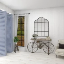 Metal Window Pane Inspired Wall Mirror With Arched Tops And Studs Black - Olivia & May -Home Decoration Store GUEST 4556f96f 5e8a 4226 b4fa 3902c4bd0462