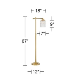 Possini Euro Design Kinsey Modern Downbridge Floor Lamp 67" Tall Warm Brass Metal Stone Pattern Glass Shade For Living Room Reading Bedroom Office -Home Decoration Store GUEST 461da0e8 8e4f 4dd3 83f5 893c649dceab