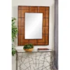 36" X 44" Large Rectangular Wood Wall Mirror With Metal Grid Overlay Golden Brown - Olivia & May -Home Decoration Store GUEST 47108119 96ad 45b0 aee0 4a764cef2190