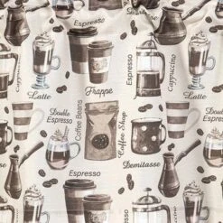 RT Designer's Collection Tribeca Latte Printed 3 Pieces Kitchen Curtain Set Includes 1 Valance 52" X 18" And 2 Tiers 26" X 36" Each Multi Color