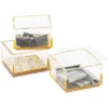 Okuna Outpost 3 Tier Clear Acrylic Stacking Desk Organizer With Gold Bottom (3 X 3 X 5.3 In)
