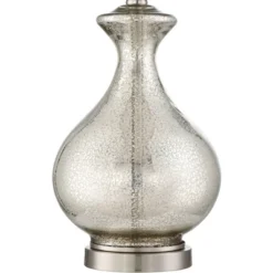 360 Lighting Albert Modern Table Lamp 24 3/4" High Mercury Glass Gourd Oatmeal Drum Shade For Bedroom Living Room Bedside Nightstand Office Kids House -Home Decoration Store GUEST 4bd7e1b8 6f32 476a b62b bc61b99c0be3