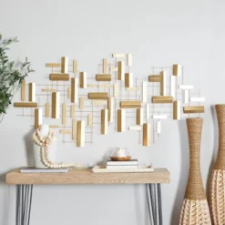 Metal Geometric 3D Striped Wall Decor - CosmoLiving By Cosmopolitan -Home Decoration Store GUEST 4efcaaa4 c799 4aae aa01 a3752ff2b210