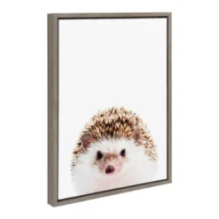 18" X 24" Sylvie Hedgehog Framed Canvas Wall Art By Amy Peterson Gray - Kate And Laurel
