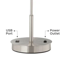 360 Lighting Nikola Modern Accent Table Lamps 23 3/4" High Set Of 2 Silver With USB And AC Power Outlet In Base White Drum Shade For Bedroom Home Desk -Home Decoration Store GUEST 50797682 793f 49bf a033 7b91b524b77b