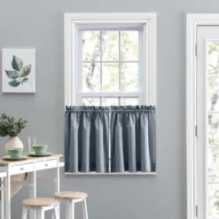 Ellis Lisa Solid Color Premium Poly Cotton Duck Fabric Tailored Tiers Dusty Blue -Home Decoration Store GUEST 51f84c70 7301 428b b302 a437fd52fcd3