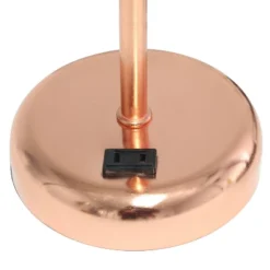 19.5" Bedside Power Outlet Base Metal Table Desk Lamp Rose Gold With White Fabric Shade - Creekwood Home -Home Decoration Store GUEST 52d88379 d4df 4749 93fc be1998fd581b