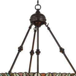 Robert Louis Tiffany Bronze Pendant Chandelier 20" Wide Rustic Peacock Stained Art Glass 3-Light Fixture For Dining Room House Kitchen Island Entryway -Home Decoration Store GUEST 52ea19db f0d1 4d94 a5d1 0f1f4978b92a