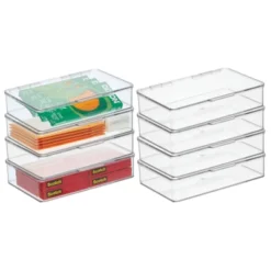 MDesign Plastic Stackable Home, Office Supplies Storage Box, 8 Pack - Clear -Home Decoration Store GUEST 563065f9 867a 475e 8724 67bc1816ad55