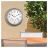 13.5" Metal Outdoor / Indoor Wall Clock With Thermometer And Humidity - Gray - Acurite