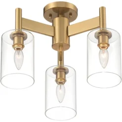 Possini Euro Design Lantico Modern Ceiling Light Semi Flush Mount Fixture 17" Wide Gold 3-Light Clear Glass For Bedroom Kitchen Living Room Hallway -Home Decoration Store GUEST 588bdcb7 6e47 47c6 abca ad84875dee6a