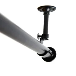 RoomDividersNow 36in - 56in - Ceiling Mount Hanging Heavy Duty Curtain Rod, Black (With Brackets)