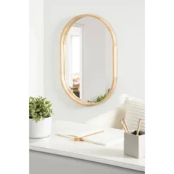 24" X 36" Hutton Wood Framed Capsule Decorative Wall Mirror Natural - Kate & Laurel All Things Decor -Home Decoration Store GUEST 594d9a37 7104 4bc2 baec f27fd0e65195