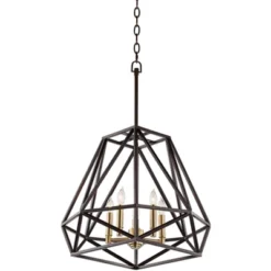 Franklin Iron Works Hawking Bronze Pendant Chandelier 20" Wide Modern Geometric Cage 5-Light Fixture For Dining Room House Kitchen Island Bedroom Home -Home Decoration Store GUEST 596c353b 784f 4b93 b6c8 d670a28ebe31