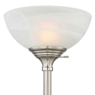 360 Lighting Ellery Modern Torchiere Floor Lamp With Side Lights 72" Tall Brushed Nickel Frosted White Glass Shade For Living Room Reading Bedroom 4 360 Lighting Ellery Modern Torchiere Floor Lamp With Side Lights 72" Tall Brushed Nickel Frosted White Glass Shade For Living Room Reading Bedroom - Image 2