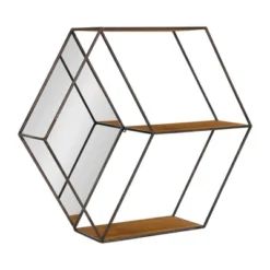 26" X 7" X 23" Lintz Hexagon Shelves With Mirror - Kate & Laurel All Things Decor -Home Decoration Store GUEST 5c86e072 1e7d 4d45 ad04 36c3f0729a96
