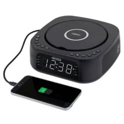 JENSEN Stereo Dual Alarm Clock With Top Loading CD/MP3 CD Player - Black
