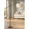 Possini Euro Design Industrial Floor Lamp Adjustable Arm 62.5" Tall Oiled Bronze Metal Light Brown Linen Drum Shade For Living Room Reading -Home Decoration Store GUEST 5db3ac63 b09f 4295 a1f4 265db96e9f74