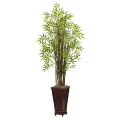 Nearly Natural 5.5-ft Grass Bamboo Plant W/Decorative Planter