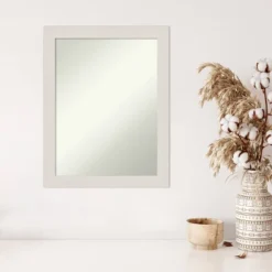 22" X 28" Non-Beveled Rustic Plank White Narrow Wall Mirror - Amanti Art -Home Decoration Store GUEST 601a86c5 d28e 422e b3da 9e2745402f1a
