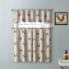 Kate Aurora Living Country Farmhouse Red Rooster Barn 3 Piece Kitchen Curtain Tier & Valance Set - 56 In. W X 15 In. L