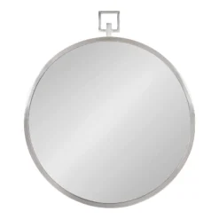 24" X 28" Tabb Round Framed Decorative Wall Mirror Silver - Kate & Laurel All Things Decor