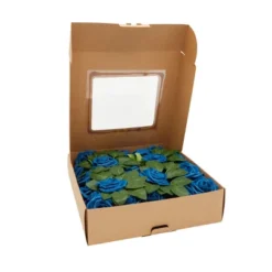 Bright Creations 60 Pack Artificial Blue Foam Roses, Faux Fake Flower Heads With Stems & Leaves For Decor & Craft, 136 Piece, 3 In -Home Decoration Store GUEST 609c919b f8f7 4081 a870 e7e2104250ee