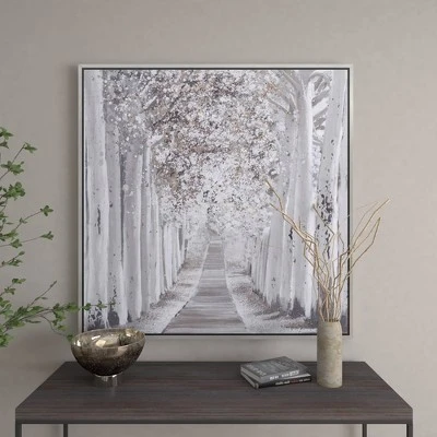 Canvas Landscape Trees Framed Wall Art With Silver Frame White - Olivia & May 19 Canvas Landscape Trees Framed Wall Art With Silver Frame White - Olivia & May - Image 17