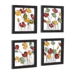 Metal Floral Wall Decor With Black Frame Set Of 4 - Olivia & May -Home Decoration Store GUEST 6285974c 2226 4844 a25d cff7bd99875e
