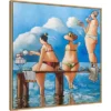 30" X 30" Tea Break On The Jetty By Ronald West Framed Canvas Wall Art Print - Amanti Art