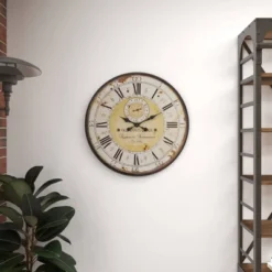 Vintage Wood Wall Clock With Typography Brown - Olivia & May -Home Decoration Store GUEST 6454a52d ccfd 49b8 a013 f44a88cf1e5d