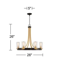 Stiffel Ferrers Dark Bronze Gold Chandelier 26" Wide Clear Glass Shade 6-Light Fixture For Dining Room House Foyer Kitchen Island Entryway Bedroom -Home Decoration Store GUEST 6512f7e2 7f6c 4a16 9477 5ad1c511c461