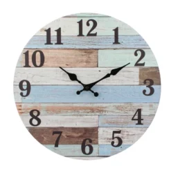 Coastal Worn Wood Wall Clock Blue/White - Stonebriar Collection -Home Decoration Store GUEST 694d4223 ed94 487b 837e 764a120cf979