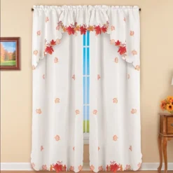 Collections Etc Multicolored Maple Leaf Embroidered Window Curtains -Home Decoration Store GUEST 6dbb57d1 7186 481c a6ee 2a0f8d3d434b