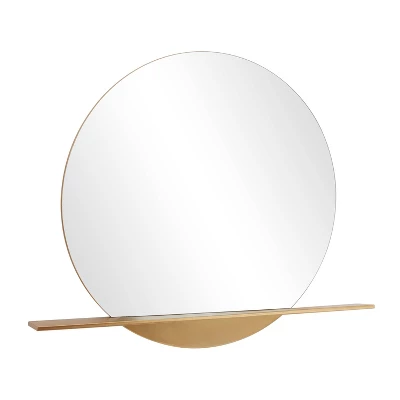 Metal 1 Shelf Wall Round Mirror Gold - CosmoLiving By Cosmopolitan 3 Metal 1 Shelf Wall Round Mirror Gold - CosmoLiving By Cosmopolitan