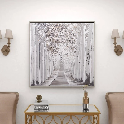Canvas Landscape Trees Framed Wall Art With Silver Frame White - Olivia & May 10 Canvas Landscape Trees Framed Wall Art With Silver Frame White - Olivia & May - Image 8