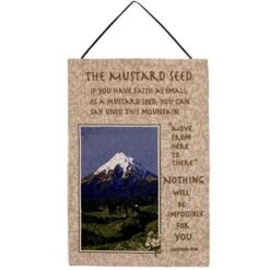 Simply Home Mustard Seed Inspirational Wall Hanging Tapestry 26" X 17"