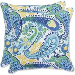 Amalia 2pc Outdoor/Indoor Throw Pillows Paisley Blue - Pillow Perfect -Home Decoration Store GUEST 7072a07c 7115 4f73 912f 092e2c5a80b6