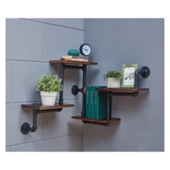 44.5" X 27.6" Tiered Horizontal Industrial Pipe Wall Shelf Brown/Black - Danya B. -Home Decoration Store GUEST 715df697 a26b 45b2 9a9d 72dfc28f93e7
