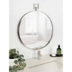 24" X 28" Tabb Round Framed Decorative Wall Mirror Silver - Kate & Laurel All Things Decor -Home Decoration Store GUEST 73d216e8 2082 4a63 be9b 6bbd260e5cd5
