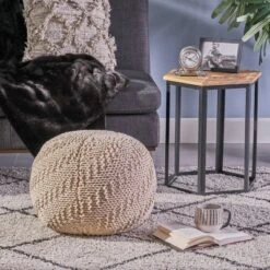 Alwes Knitted Pouf - Christopher Knight Home