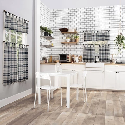 Blair Farmhouse Plaid Semi-Sheer Tab Top Kitchen Curtain Valance And Tiers Set - No. 918 6 Blair Farmhouse Plaid Semi-Sheer Tab Top Kitchen Curtain Valance And Tiers Set - No. 918 - Image 4