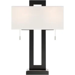 360 Lighting Neil Modern Rustic Table Lamp 26" High Black Metal With USB Charging Port White Rectangular Shade For Bedroom Living Room Bedside Desk 16 360 Lighting Neil Modern Rustic Table Lamp 26" High Black Metal With USB Charging Port White Rectangular Shade For Bedroom Living Room Bedside Desk -Home Decoration Store GUEST 7684b29a 9dc3 44bb afdd 20a3328b68f1