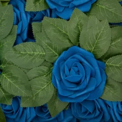 Bright Creations 60 Pack Artificial Blue Foam Roses, Faux Fake Flower Heads With Stems & Leaves For Decor & Craft, 136 Piece, 3 In -Home Decoration Store GUEST 7b8a9c58 0429 4d00 b309 4ca62b2df4a9