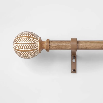 Carved Light Woodtone Ball Curtain Rod Natural - Opalhouse™ 4 Carved Light Woodtone Ball Curtain Rod Natural - Opalhouse™ - Image 3