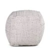 Hakim Square Handwoven Pouf Ivory - Steve Silver Co.