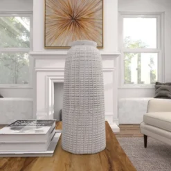 17" X 7.5" Terracotta Vase White - Olivia & May -Home Decoration Store GUEST 806ae1a4 6b48 4c22 bbd0 08a3597bd6b6