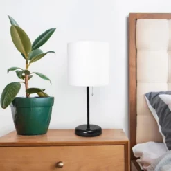 19.5" Bedside USB Port Feature Metal Table Desk Lamp Black With White Fabric Shade - Creekwood Home 15 19.5" Bedside USB Port Feature Metal Table Desk Lamp Black With White Fabric Shade - Creekwood Home -Home Decoration Store GUEST 82d2f254 255f 4996 b675 12d3243f89de